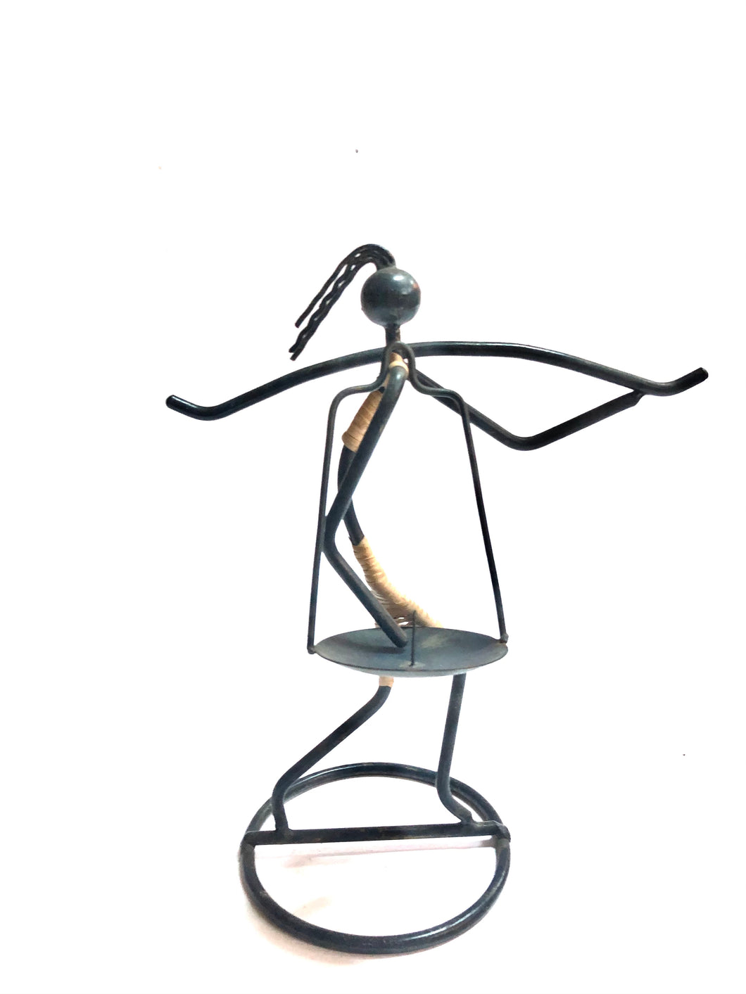 Portacandela in ferro battuto con omino