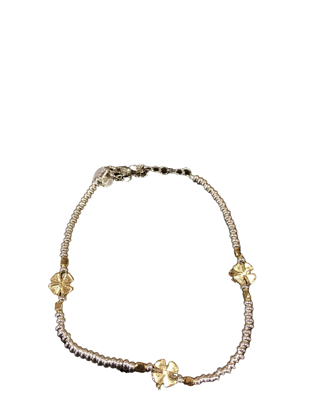 Bracciale in argento 925 con quadrifogli color oro