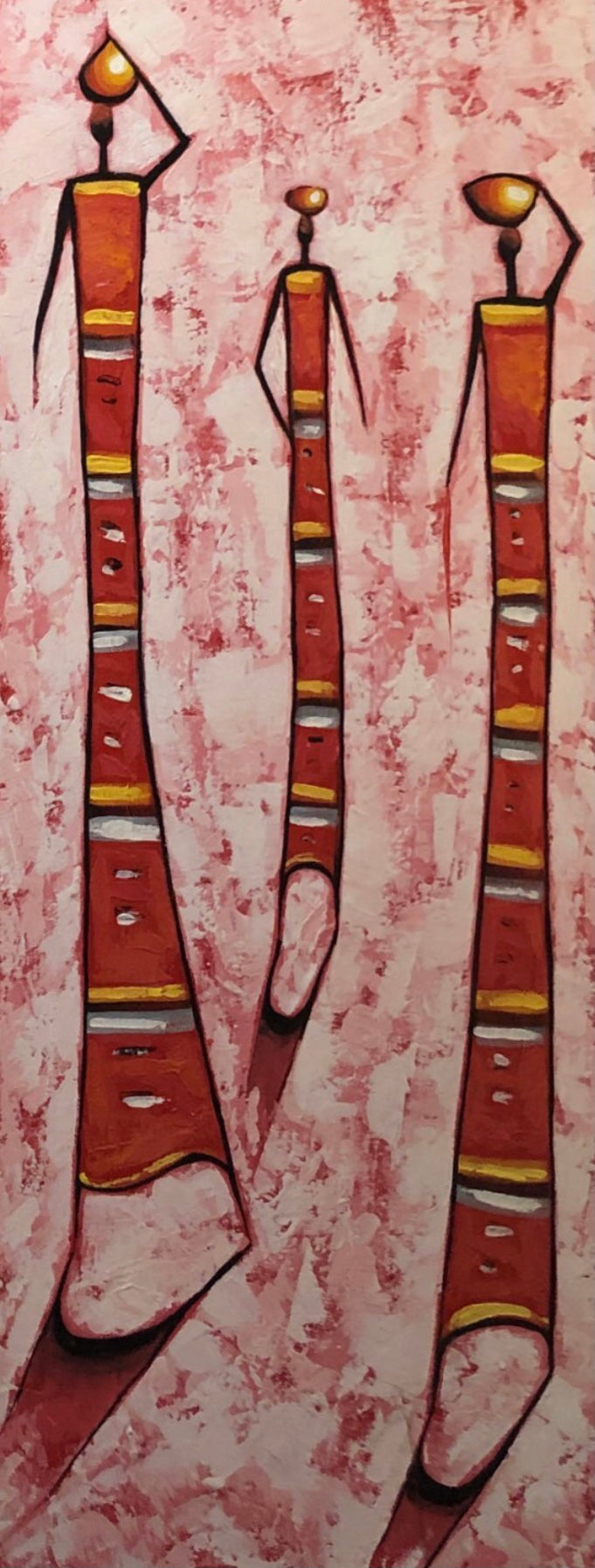 Quadro con donne Masai rosa e rosso