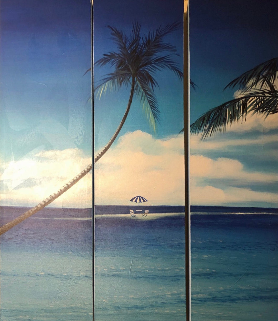 Tris di quadri con spiaggia tropicale