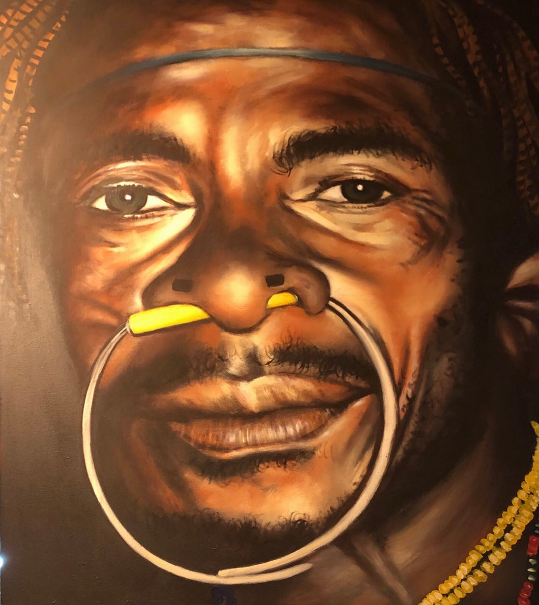 Quadro con uomo africano dipinto ad olio