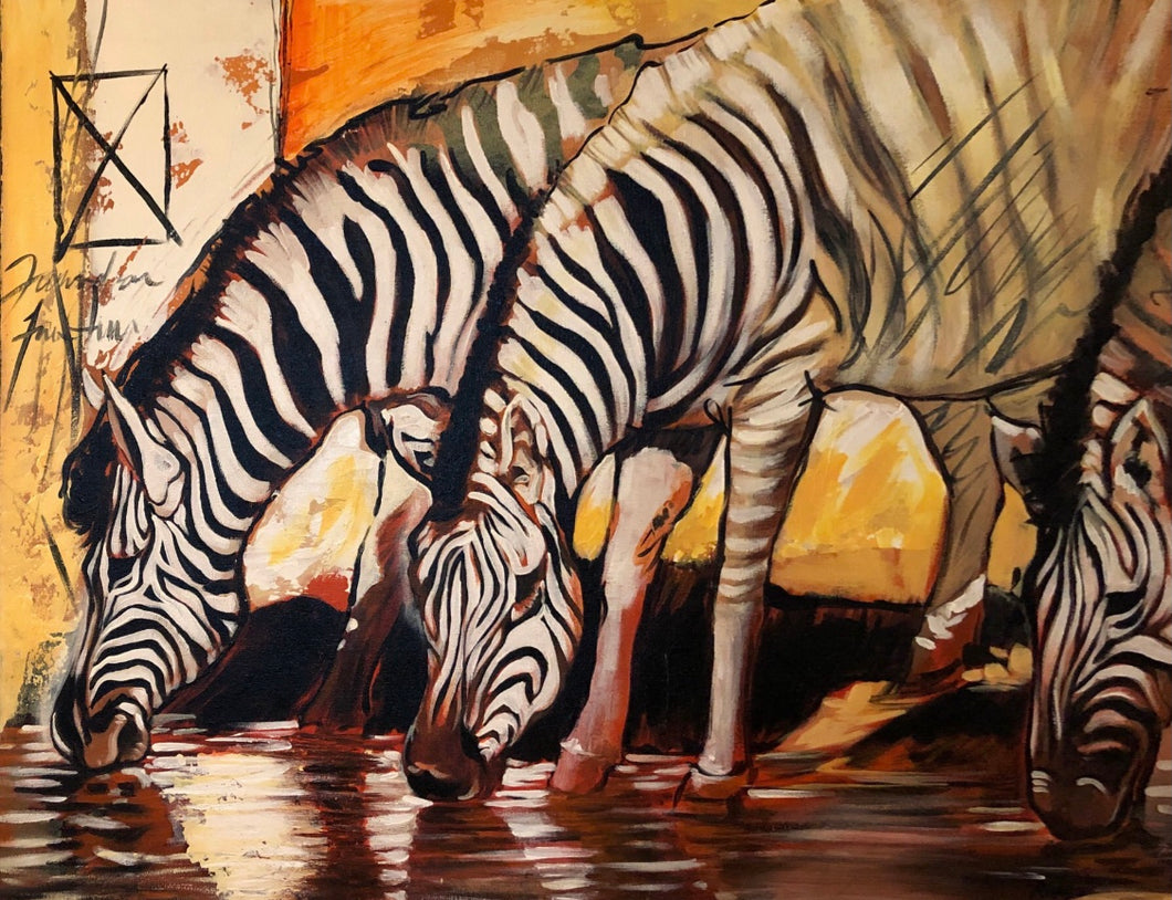 Quadro con zebre nella natura