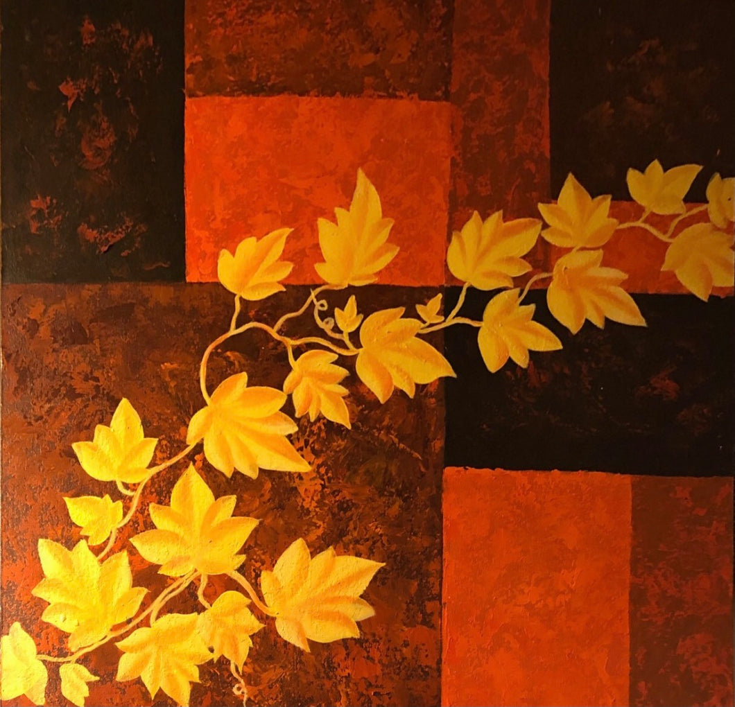 Quadro con foglie dorate