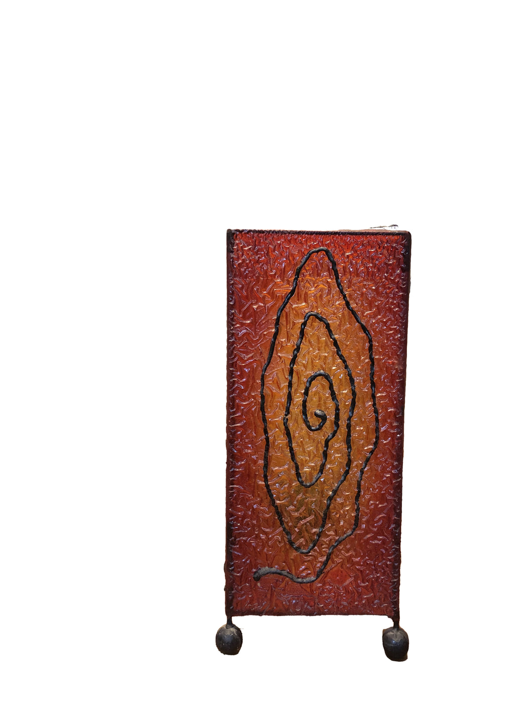 Lampada in vetro resina quadrata con cerchio centrale