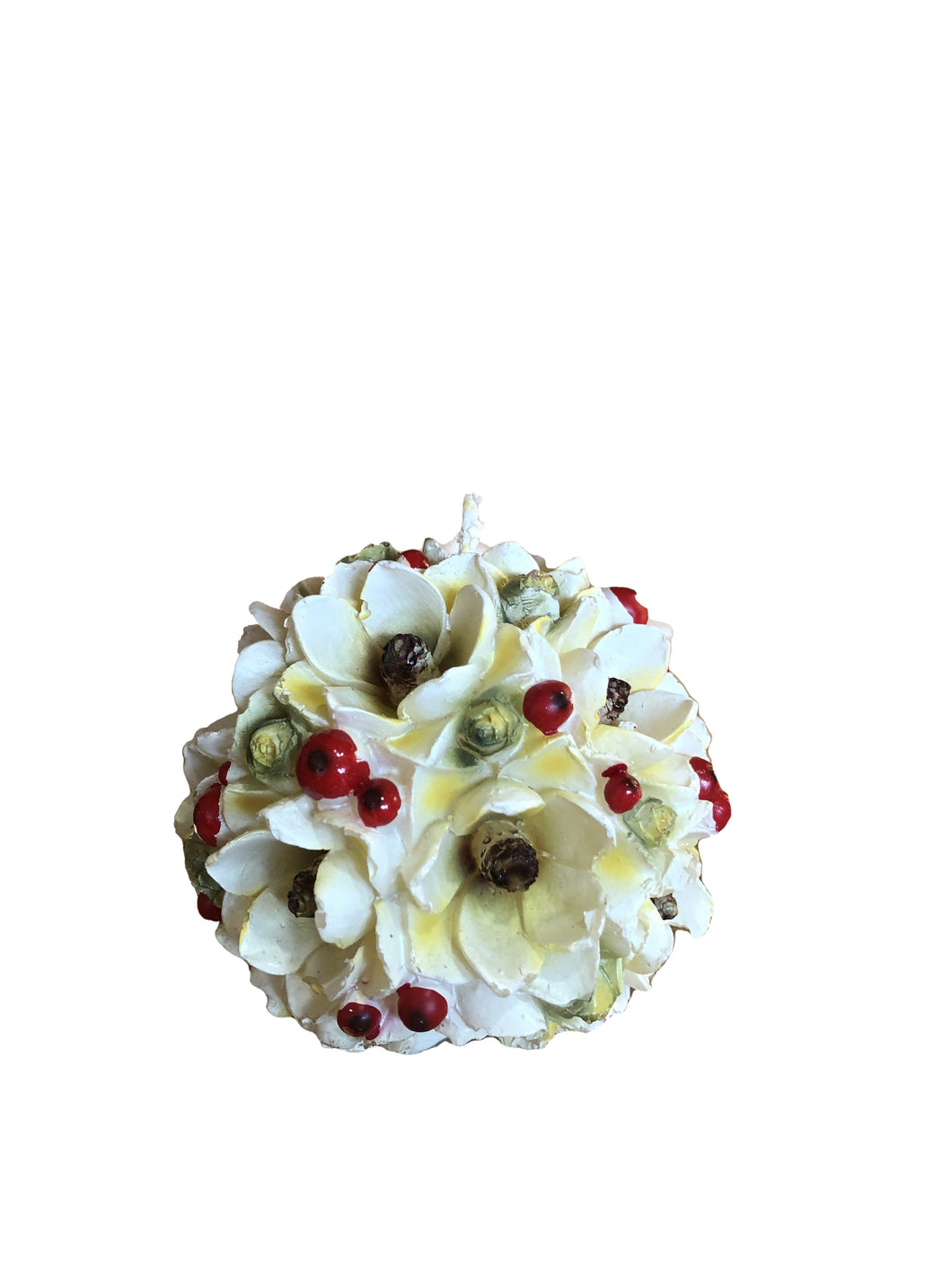Candela a forma di fiori gialli e coccinelle