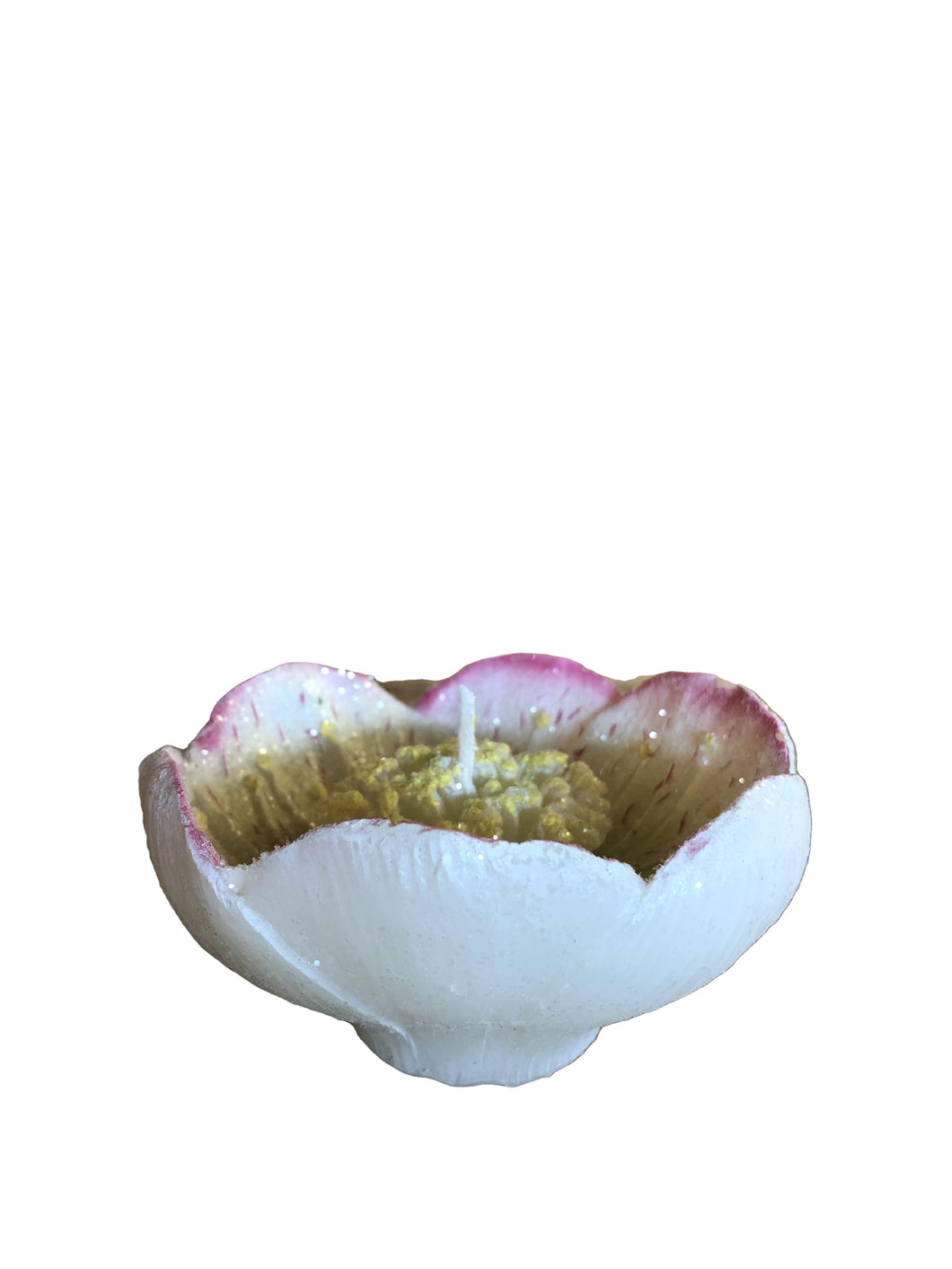 Candela a forma di fiore glitter rosa