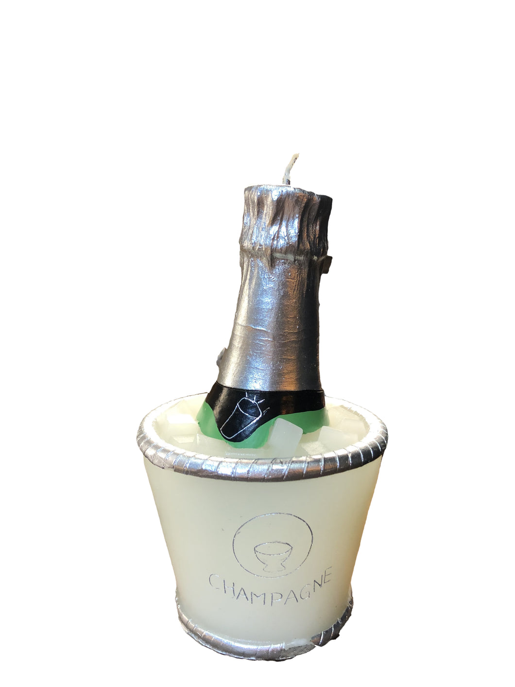 Candela a forma di bottiglia di champagne