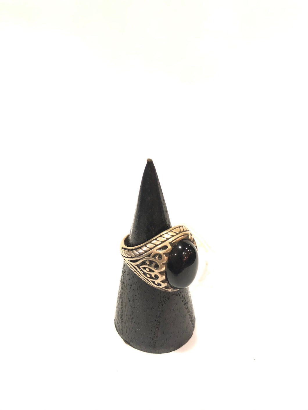 Anello thailandese in argento 925 con pietra nera misura 19