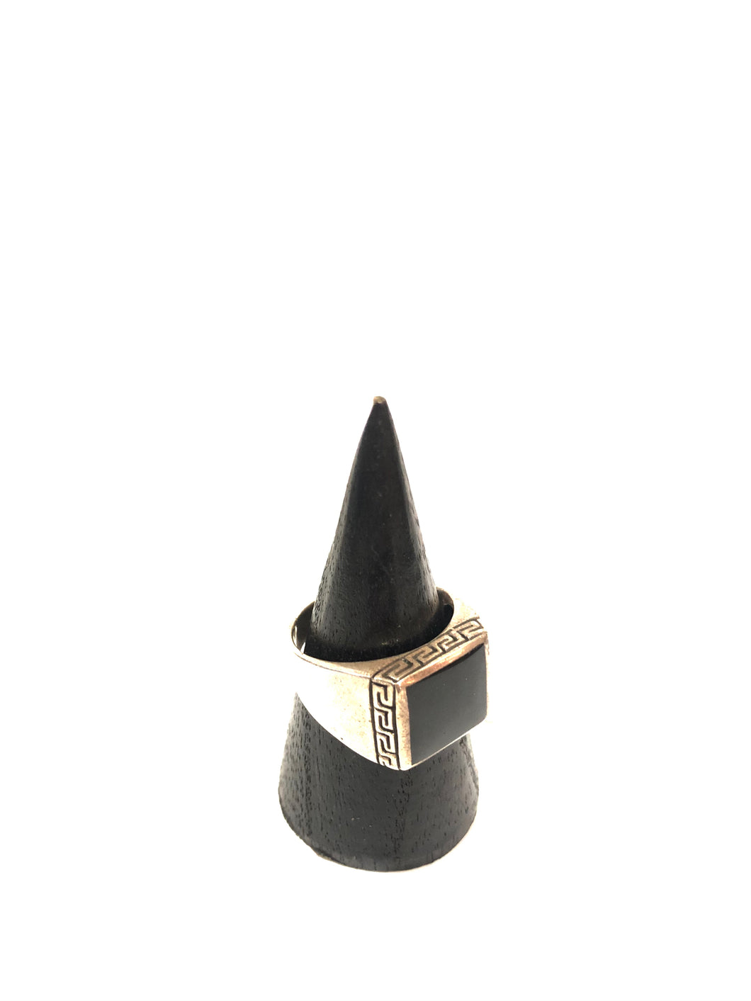 Anello thailandese in argento 925 con pietra nera misura 28